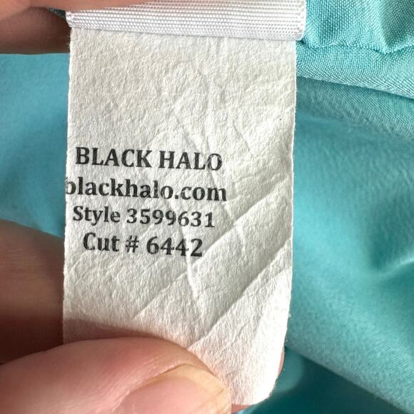 Black Halo Teal Pabla One Sleeve High Neck Mini Sheath Dress Women's Size 12 - Picture 13 of 13